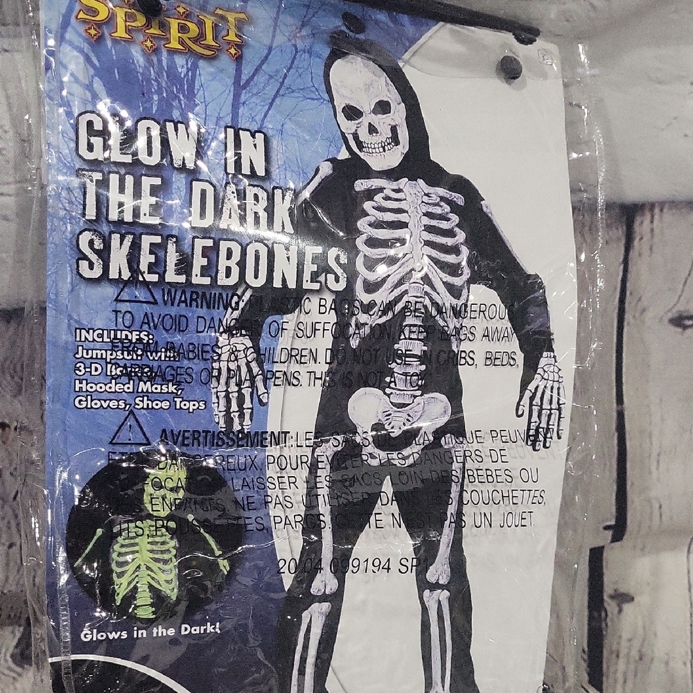 Spirit Glow in the Dark Skeleton Costume for Kids - Black and White - Picture 1 of 3